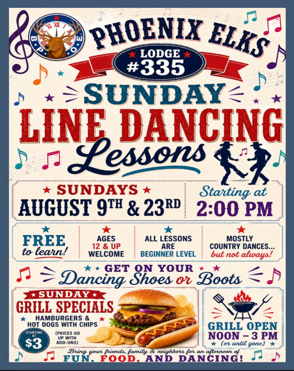 Sunday Line Dancing Lessons August 2026