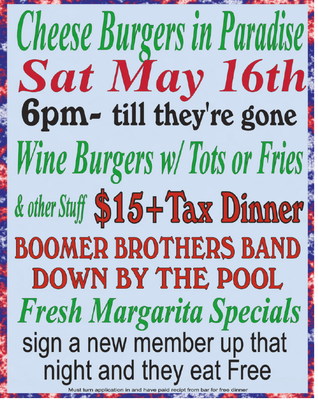 Cheeseburgers in Paradise - May 16, 2026 Phoenix Elks 335