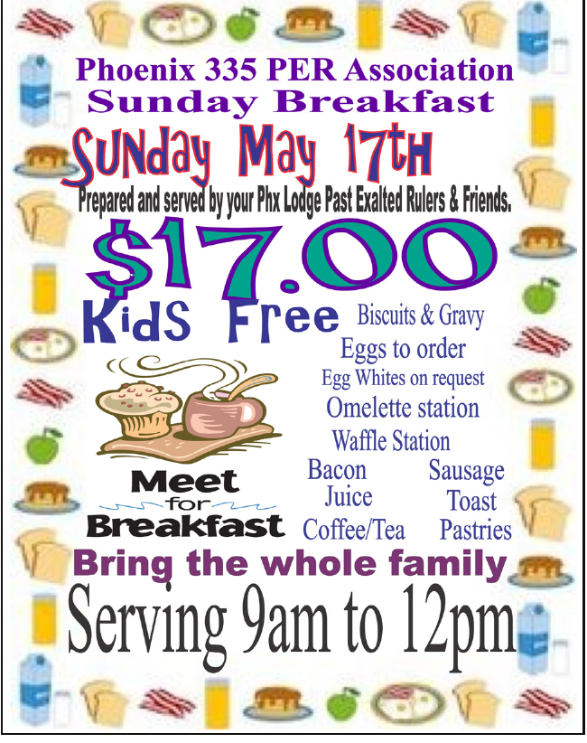 PER Sunday Breakfast - May 17, 2026 Phoenix Elks 335