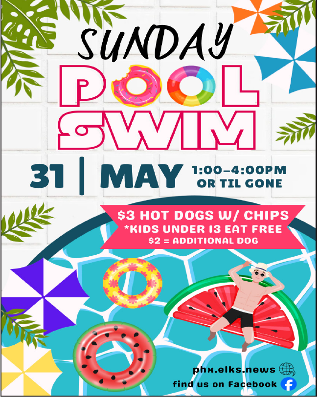 Sunday Pool Swim - May 31, 2026 Phoenix Elks 335