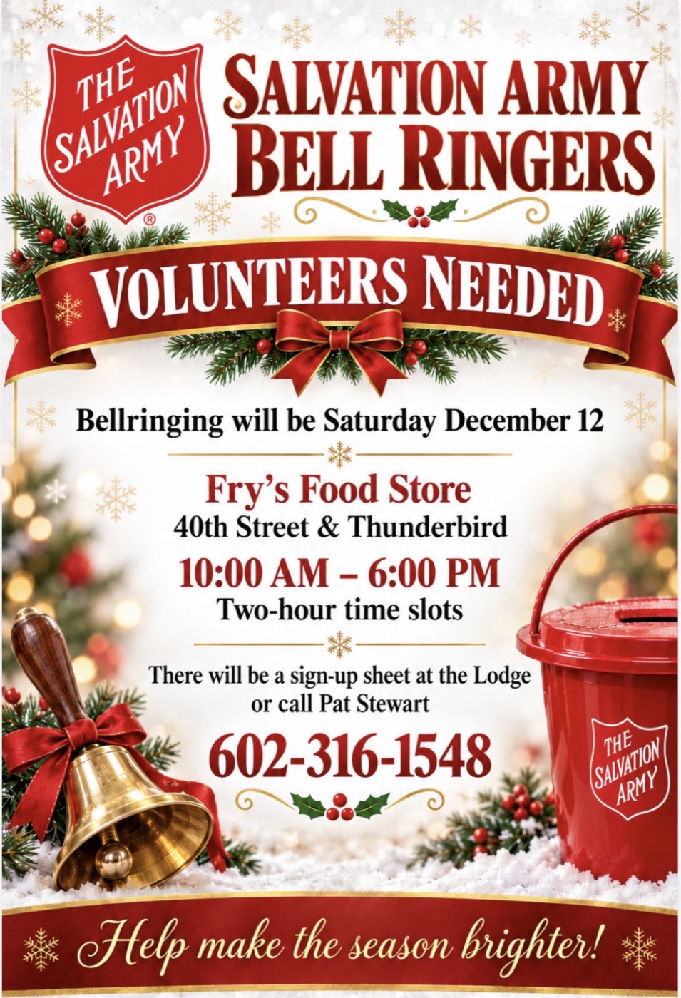 Salvation Army Bell Ringers December 12, 2026