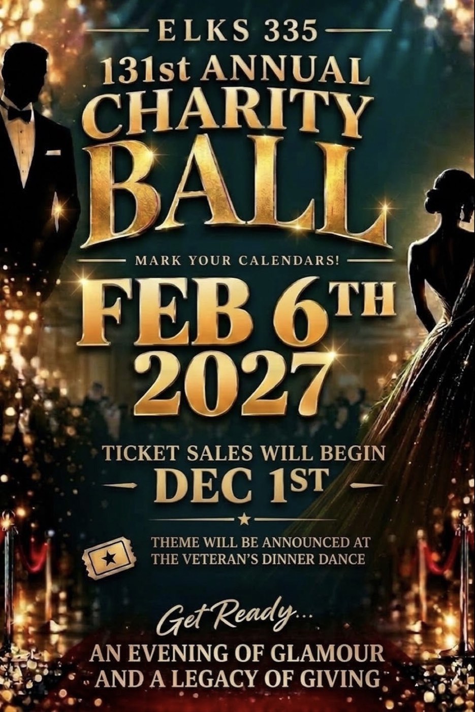 Charity Ball February 6, 2027 save the date and October 21 planning meeting