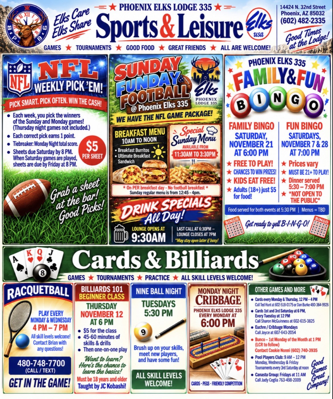 Sports and Leisure at Phoenix Elks Lodge 335