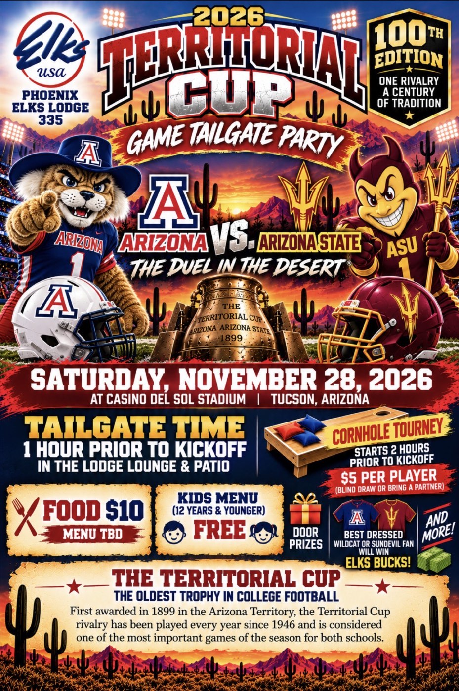 Territorial Cup Tailgate Party November 28, 2026