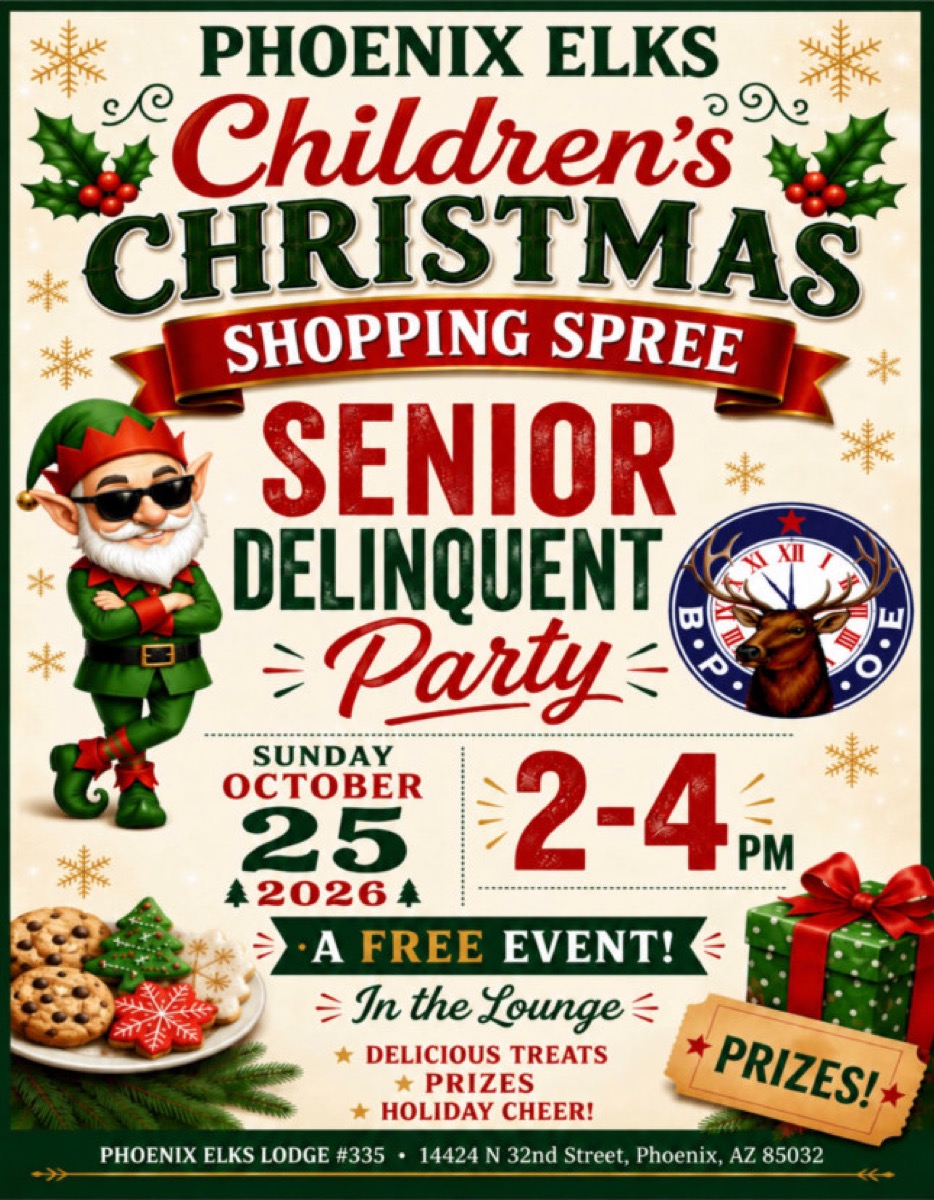Children's Christmas Shopping Spree Senior Delinquent Party October 25, 2026