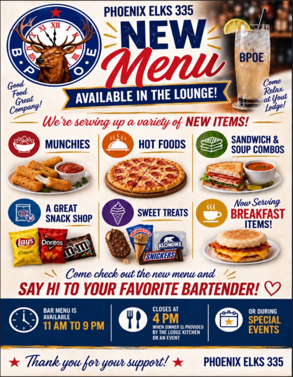 New Lounge Menu 2026