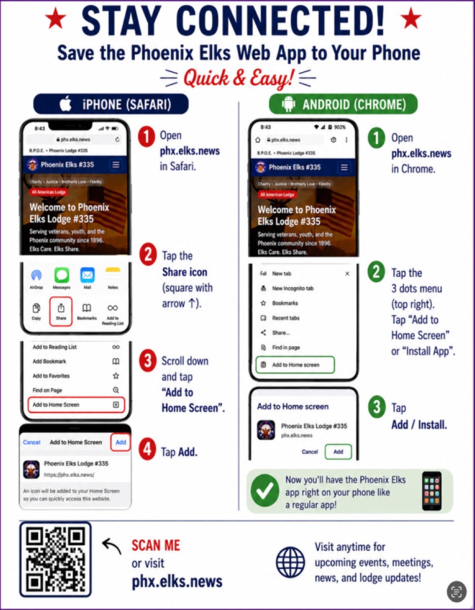 How to save the Phoenix Elks web app to your phone