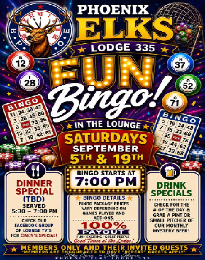Fun Bingo September 5 and 19, 2026