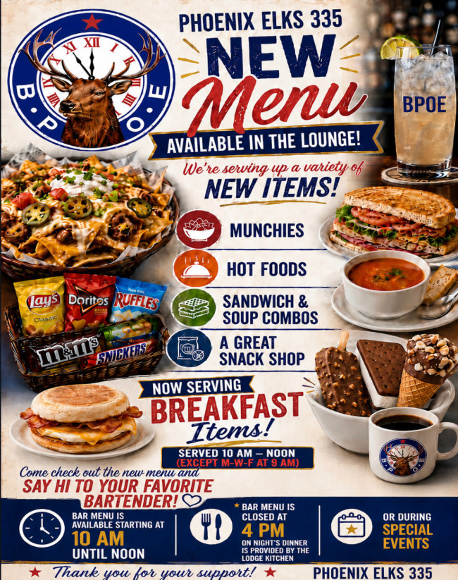 New Lounge Menu 2026