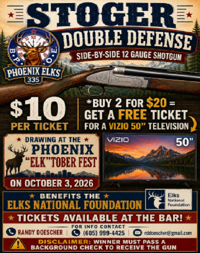 Stoger Double Defense shotgun raffle, drawing October 3, 2026