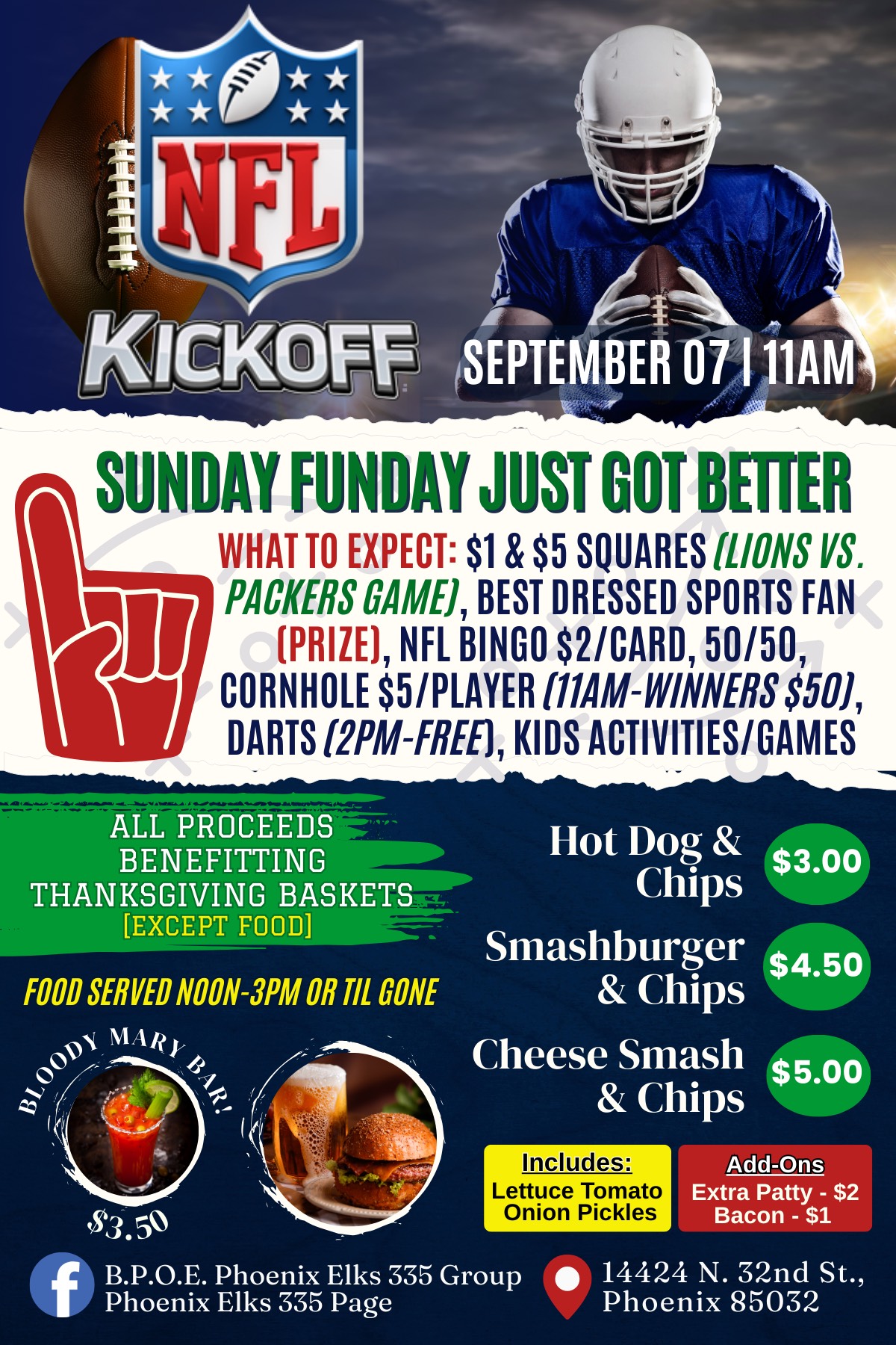 NFL Kickoff Sunday Funday Phoenix Elks